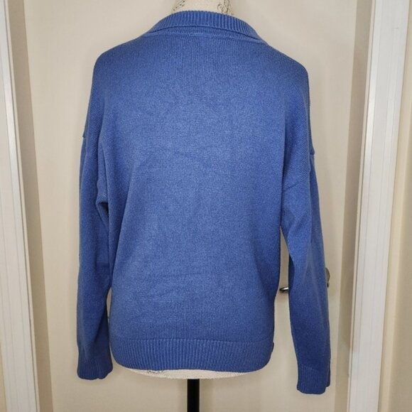Zara blue knit polo sweater - Picture 5 of 6